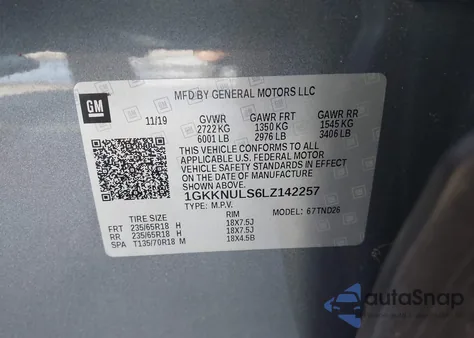 2020 GMC Acadia Awd Slt from USA, damaged, VIN 1GKKNULS6LZ142257